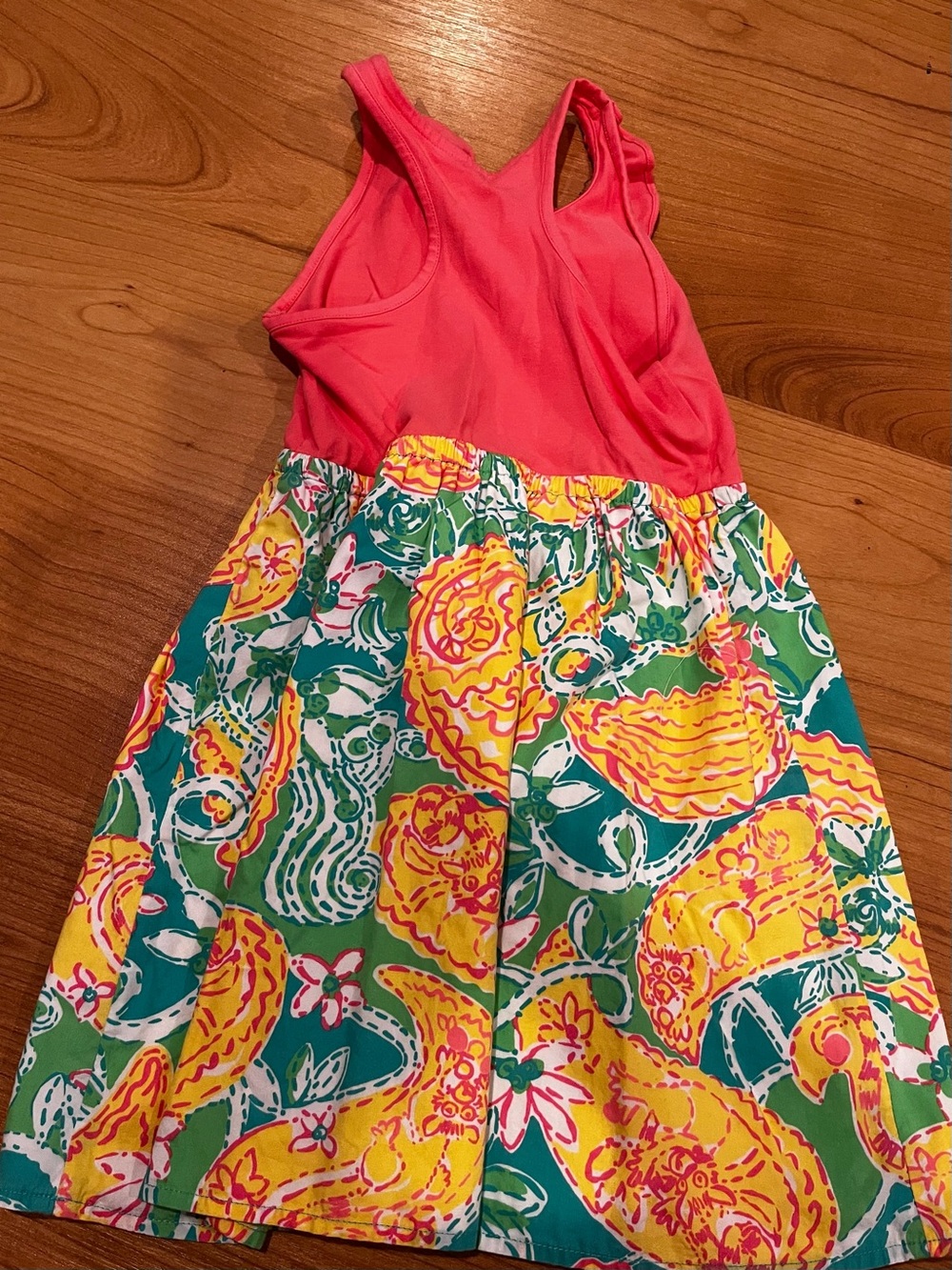 Lilly Pulitzer Coral Tank with Green & Yellow Floral Skirt